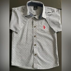 U.S. Polo Assn. Gray Polka Dot Kids Shirt with Red Logo
